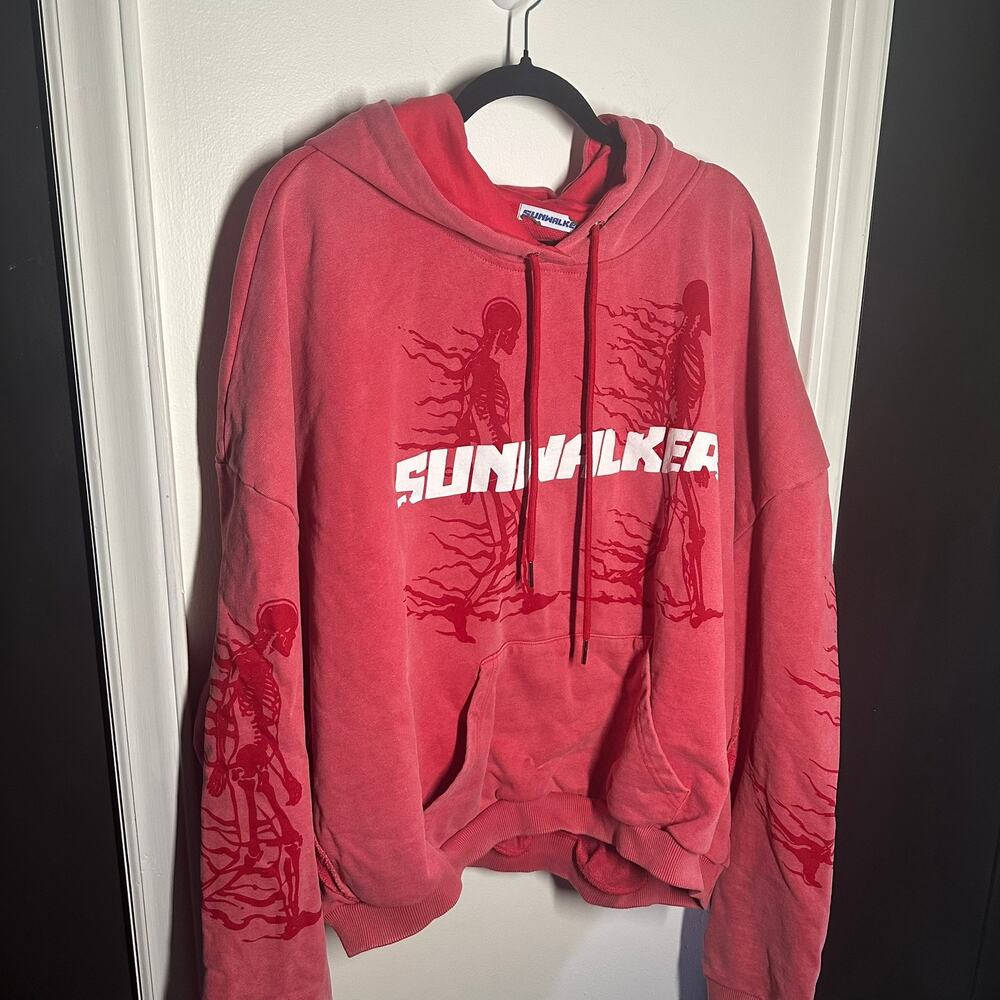 Sunwalker Men's Sun Red Hoodie Sweatshirt Size XXL - Picture 2 of 10
